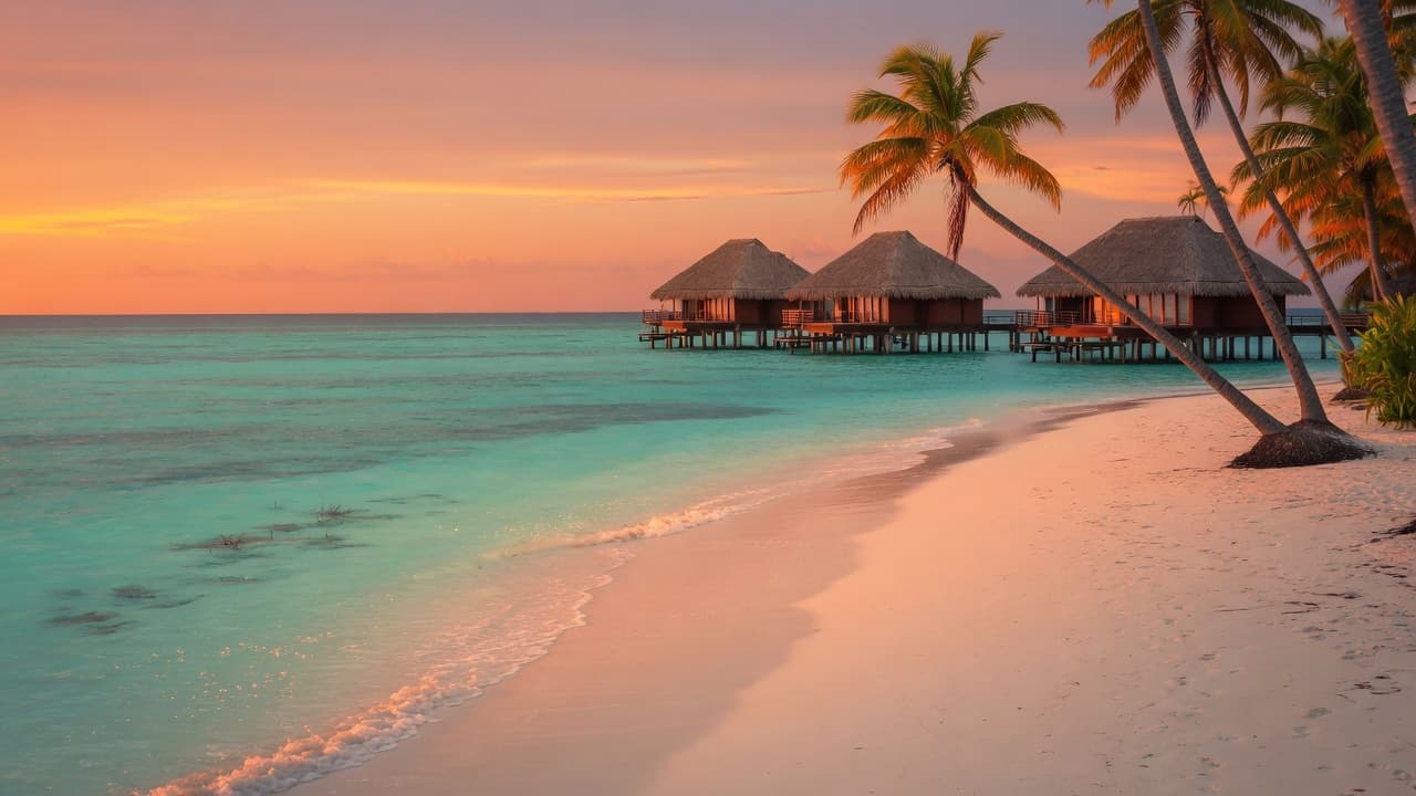 Caribbean beach at sunset